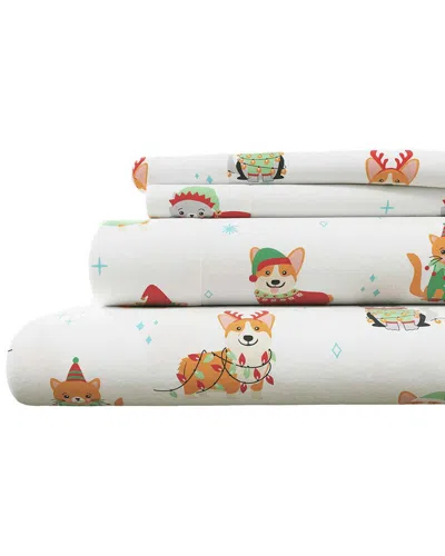 Linery & Co Kids Whimsical Holiday 100% Turkish Cotton Flannel Sheet Set