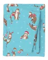 Linery & Co Kids Whimsical Holiday 100% Turkish Cotton Flannel Sheet Set In Blue