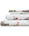 Linery & Co Kids Whimsical Holiday 100% Turkish Cotton Flannel Sheet Set In Multi