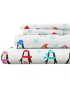 Linery & Co Kids Whimsical Holiday 100% Turkish Cotton Flannel Sheet Set In White