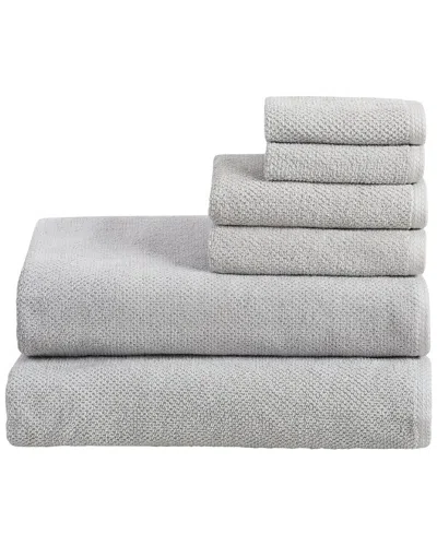 Linery & Co . Luxury Cotton Textured 6pc Bath Sheet Set In Gray