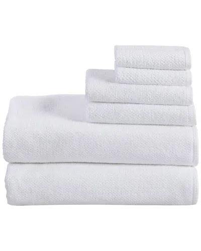 Linery & Co . Luxury Cotton Textured 6pc Bath Sheet Set In White