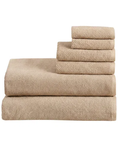Linery & Co . Luxury Cotton Textured 6pc Bath Sheet Set In Neutral