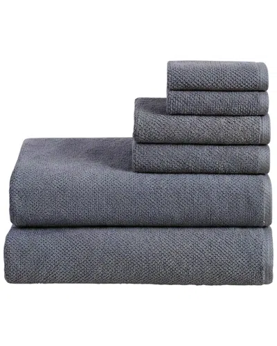 Linery & Co . Luxury Cotton Textured 6pc Bath Sheet Set In Blue