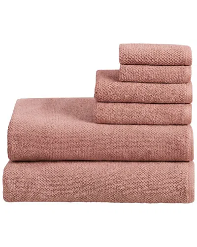 Linery & Co . Luxury Cotton Textured 6pc Bath Sheet Set In Pattern