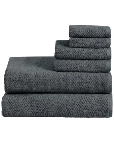 Linery & Co . Luxury Cotton Textured 6pc Bath Sheet Set In Blue