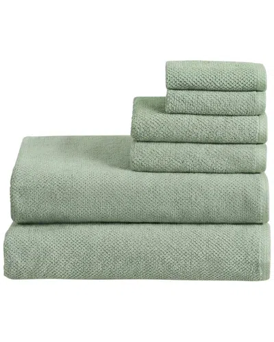 Linery & Co . Luxury Cotton Textured 6pc Bath Sheet Set In Mineral Blue