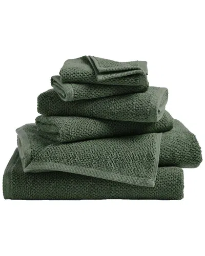 Linery & Co . Luxury Cotton Textured Bath Towel 6 P In Green