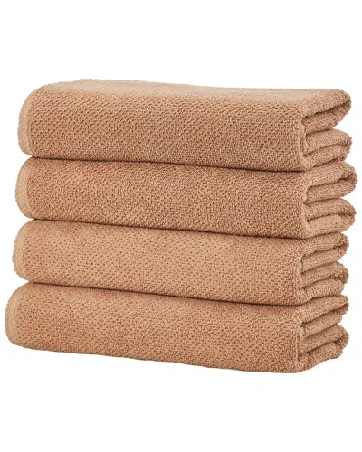 Linery & Co Luxury Cotton Textured Bath Towel In Brown