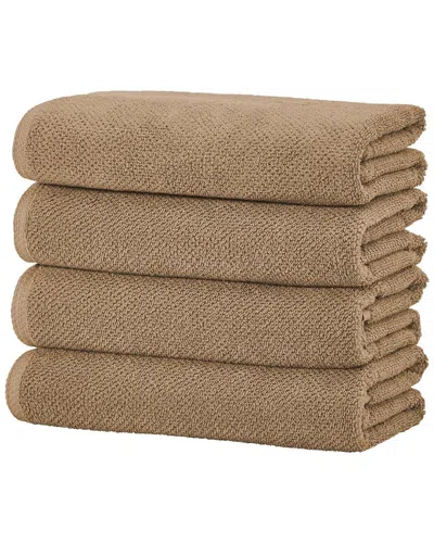 Linery & Co Luxury Cotton Textured Bath Towel In Brown