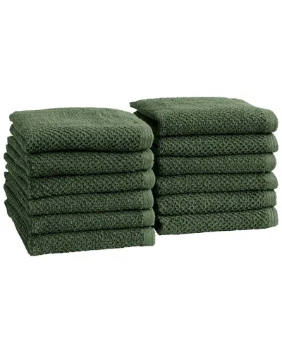 Linery & Co Luxury Cotton Textured Bath Towel In Green