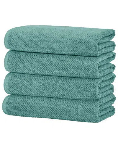 Linery & Co Luxury Cotton Textured Bath Towel In Green