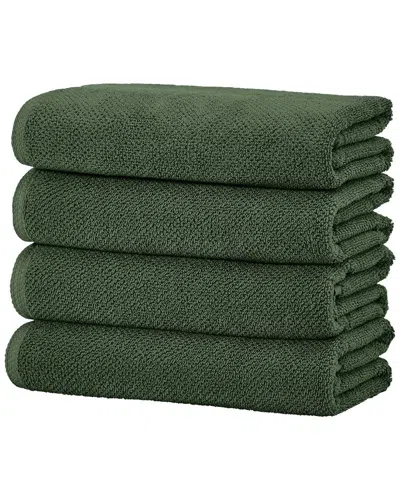 Linery & Co Luxury Cotton Textured Bath Towel In Green