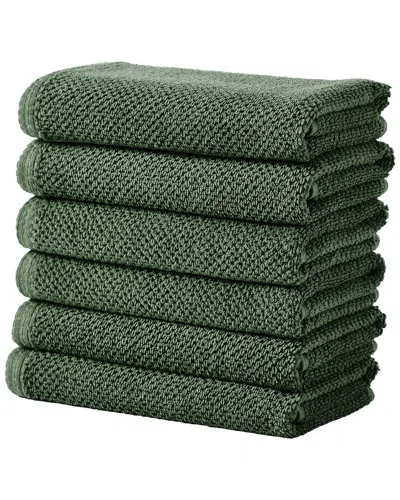 Linery & Co . Luxury Cotton Textured Bath Towel Han In Green