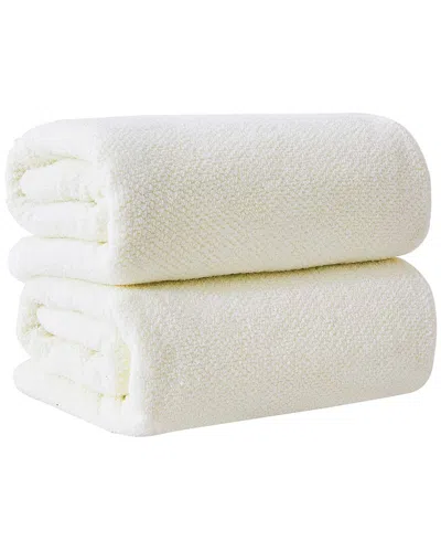 Linery & Co Luxury Cotton Textured Bath Towel In White