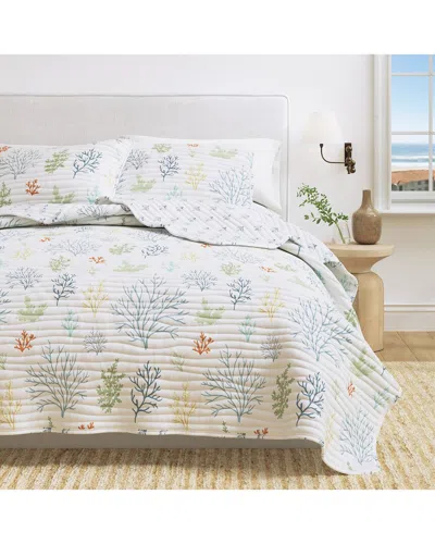 Linery & Co . Maldives Pastel Coral Pattern Quilt Set In Multi