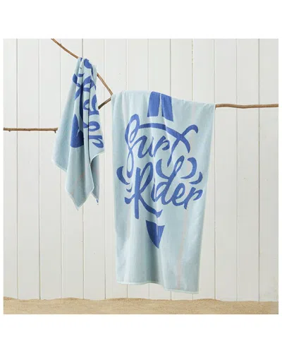 Linery & Co . Pack Of 2 Boca 100% Cotton Jacquard Summer Beach Towels In Blue