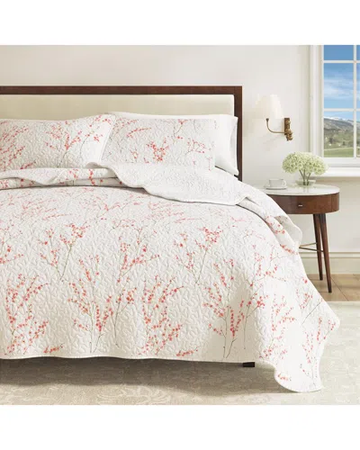 Linery & Co . Sakura Cherry Blossom Floral Quilt Set In Neutral