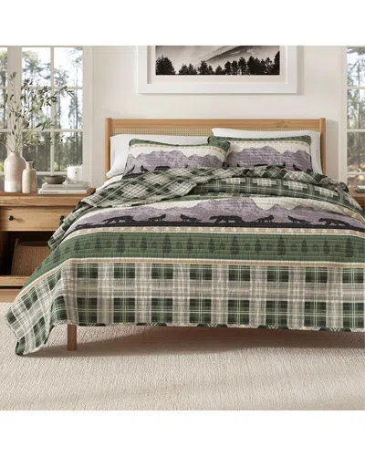 Linery & Co . Salt Creek Mountain Scape & Plaid Quilt Set In Multi