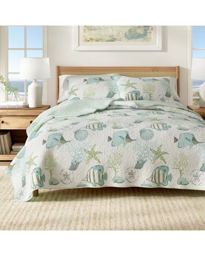 Linery & Co . Seaside Coastal Quilt Set With Shams In Green