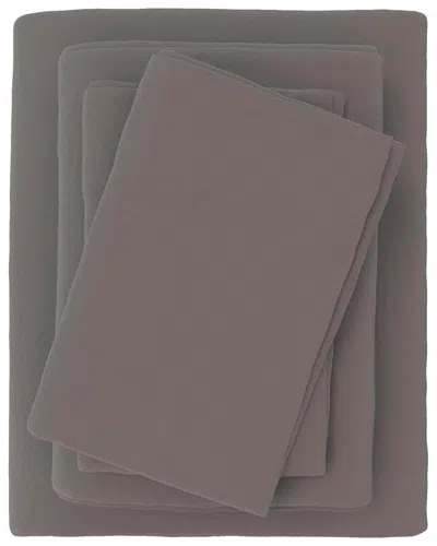 Linery & Co Solid 100% Turkish Cotton Flannel Sheet Set In Gray