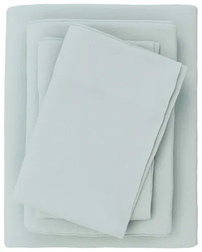 Linery & Co Solid 100% Turkish Cotton Flannel Sheet Set In Green