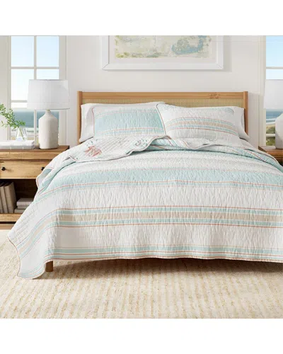 Linery & Co . St. Augustine Reversible Cotton Coast Quilt Set In White