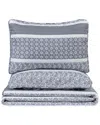 Linery & Co Stripe & Paisley Microfiber Quilt Set With Shams In Gray