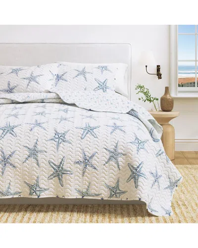 Linery & Co . Trinidad Coastal Starfish Quilt Set In White