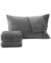 Linery & Co Ultra Soft & Cozy Velvet Plush Fleece Printed Sheet Set In Gray