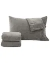 Linery & Co Ultra Soft & Cozy Velvet Plush Fleece Printed Sheet Set In Gray