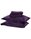 Linery & Co Ultra Soft & Cozy Velvet Plush Fleece Printed Sheet Set In Purple