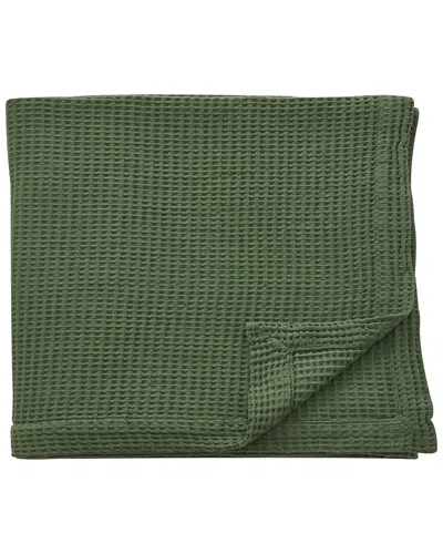Linery & Co Waffle Weave Textured Cotton Blanket In Green
