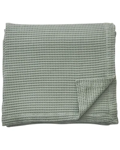 Linery & Co Waffle Weave Textured Cotton Blanket In Green