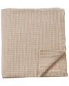 Linery & Co Waffle Weave Textured Cotton Blanket In Brown