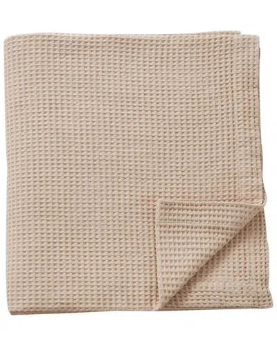 Linery & Co Waffle Weave Textured Cotton Blanket In Brown