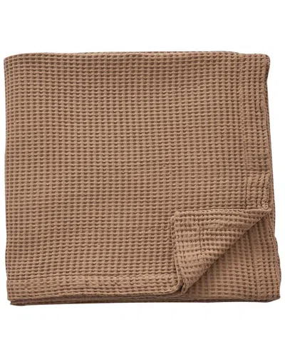 Linery & Co Waffle Weave Textured Cotton Blanket In Brown