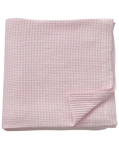 Linery & Co Waffle Weave Textured Cotton Blanket In Pink