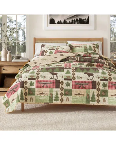 Linery & Co . Wilder Wildlife Patchwork Quilt Set In Green