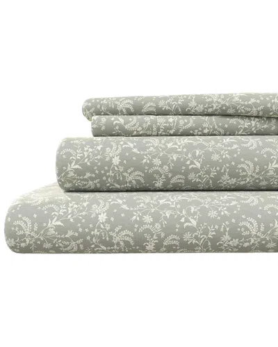 Linery & Co Winter Florals 100% Turkish Cotton Flannel Sheet Set
