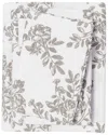 Linery & Co Winter Florals 100% Turkish Cotton Flannel Sheet Set In Gray