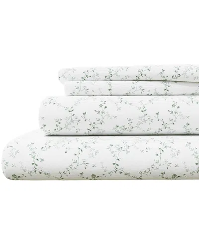 Linery & Co Winter Florals 100% Turkish Cotton Flannel Sheet Set In Multi