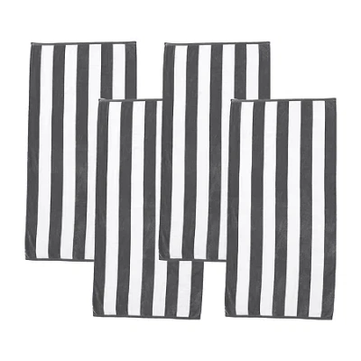 Linery Cabana Stripe 4-pc. Quick Dry Beach Towel In Gray