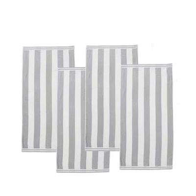Linery Cabana Stripe 4-pc. Quick Dry Beach Towel In Gray