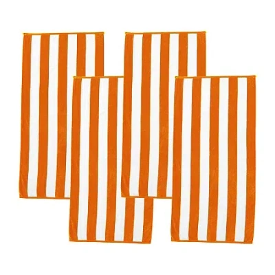 Linery Cabana Stripe 4-pc. Quick Dry Beach Towel In Orange