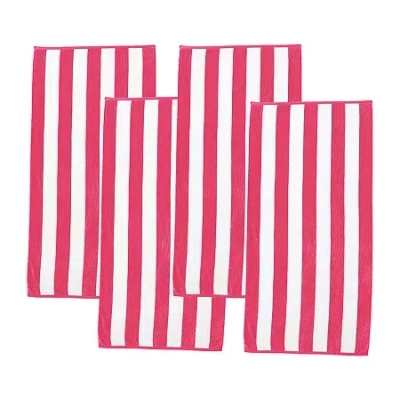 Linery Cabana Stripe 4-pc. Quick Dry Beach Towel In Pink