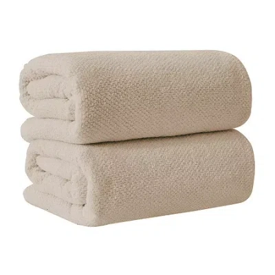 Linery Cotton 2 Pc Oversized 2-pc. Bath Sheet In Brown