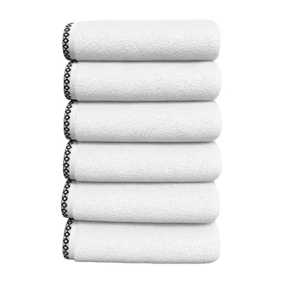 Linery Cotton And Decorative Bordered 6pk 6-pc. Quick Dry Bath Towel Set In White