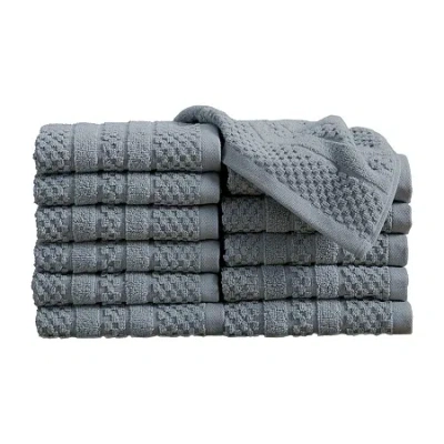 Linery Cotton Checkered Weave 12-pc. Quick Dry Bath Towel Set In Blue