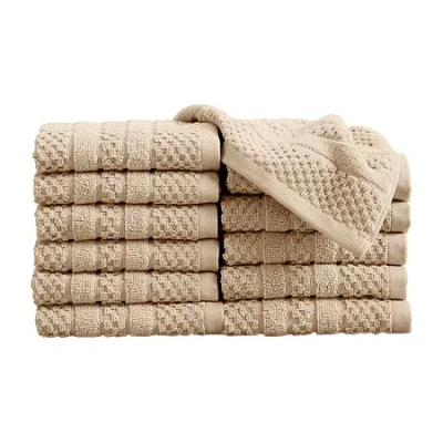 Linery Cotton Checkered Weave 12-pc. Quick Dry Bath Towel Set In Brown